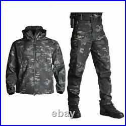 New Men Waterproof Soft Shell Tactical Jacket Pants Suit Outdoor Camping Clothes