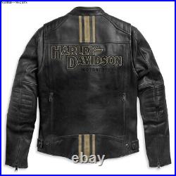 New Men's Harley-Davidson Triple Vent Handmade Motorbike Riding Leather Jackets