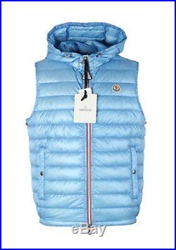 New Moncler Blue Gien Hooded Shell Gilet Vest Size 3 / M / 50 / 40 U. S. Jacket