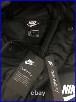 New Nike Black Duck Down Fill Puffer Jacket Long Parka $270 Mens L CU0280-010