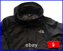New The North Face Mens Black Hooded Wind Rain Jacket L