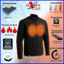 NexGen Heat Men's Soft Shell Black Heated Jacket with Battery Pack size XL