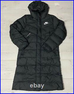 Nike Sportswear Down Fill Long Puffer Mens Black Coat Parka Jacket Small