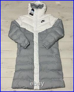 Nike Sportswear Down Fill Long Windrunner Mens White Coat Parka Jacket Large