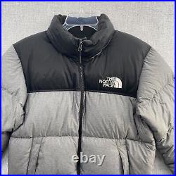 North Face Puffer Jacket 700 Mens Medium Gray Black Full Zip Goose Outdoor Adult