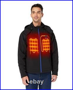 ORORO Men's Soft Shell Heated Jacket with Detachable Hood & Battery Black/Blue, 2