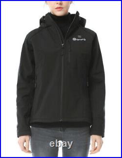 ORORO Womens Heated Jacket Full Zipper Winter Outdoor Black Heated Overcoats