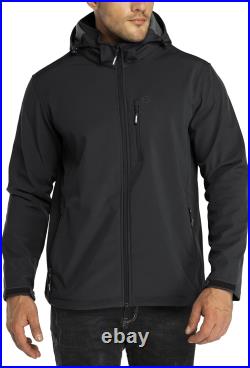 Outdoor Ventures Men's Lightweight Softshell Jacket Fleece Lined Hooded Water Re