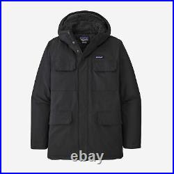 PATAGONIA mens Isthmus Parka sz S winter insulated jacket black hooded fleece