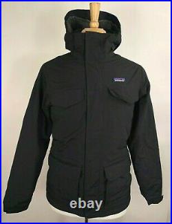 PATAGONIA mens Isthmus Parka sz S winter insulated jacket black hooded fleece