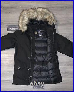 POLO RALPH LAUREN Men's Black Faux Fur-Trimmed Down Parka Size Medium NWT $498