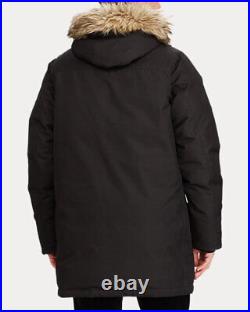 POLO RALPH LAUREN Men's Black Faux Fur-Trimmed Down Parka Size Medium NWT $498