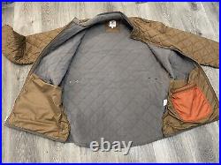 Peter Millar Quilted Jacket Mens Large Full Double Zip Gray Brown Pockets Snaps