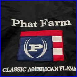 Phat Farm Jacket Mens XXL 2XL Black Windbreaker Full Zip Vintage Hip Hop Y2K's