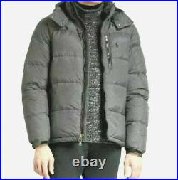 Polo Ralph Lauren Down Filled Hooded Puffer Jacket Quilted Coat Grey Men's Large