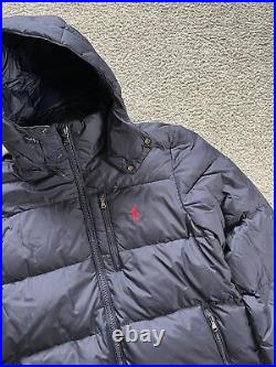 Polo Ralph Lauren Pony Logo Hooded Down Jacket With Detachable Hood Navy Size S