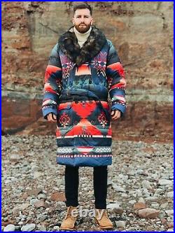 Polo Ralph Lauren Southwestern Navajo Aztec Shearling Down Coat Jacket Large L