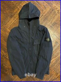 Pre-Owned Stone Island Soft Shell-R Jacket SZ Large Navy Crinkle Reps Metal