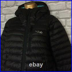 Rab Ladies Uk 10 Nimbus Black Microlight Alpine Down Hooded Jacket Rrp £195 Ad