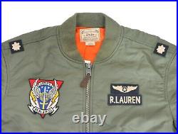 Ralph Lauren Polo Military Pilot Army Twill Bomber Jacket Air Force Men's Size L