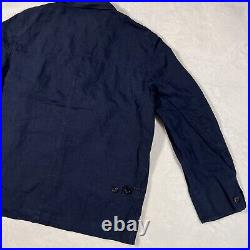 Ralph Lauren Purple Label Men's Navy Blue Full Zip LINEN Jacket Size Large