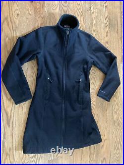 Rare PATAGONIA Womens Synchilla Fleece Soft Shell Jacket Parka Trench Coat Black