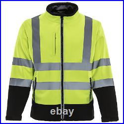 RefrigiWear Men's High Visibility Softshell Safety Jacket with Reflective Tape