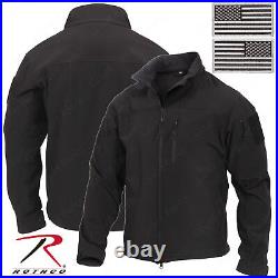 Rothco Stealth Ops Soft Shell Black Tactical Jacket Includes 2 Flag Patches