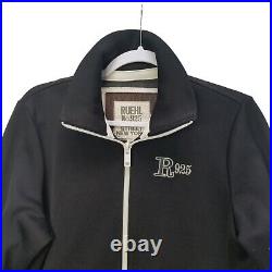Ruehl No. 925 Soft Shell Zip Up Track Jacket Black Cream Trim Mint Men's Size M