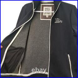 Ruehl No. 925 Soft Shell Zip Up Track Jacket Black Cream Trim Mint Men's Size M