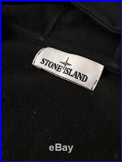 STONE ISLAND SOFT SHELL-R HOODED JACKET Coat Mens Size Large Black