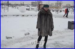 Silver Fox Fur Coat Luxury Fur Jacket Beautiful Look Size L