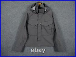 Simms Jacket Mens Large Gray Wading Guide Hooded Shell Fly Patch Fish Fishing