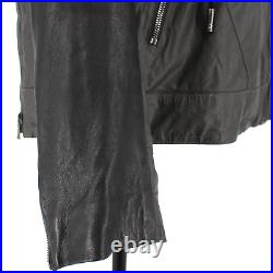Skingraft Grey Black Leather Trim Hooded Zip Up Cotton Moto Jacket Small S