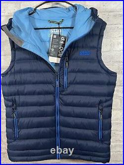 Stio Hometown Down Blue Hooded Packable Puffer Vest Full Zip 800 Fill Men Small