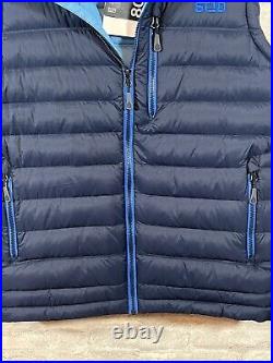 Stio Hometown Down Blue Hooded Packable Puffer Vest Full Zip 800 Fill Men Small