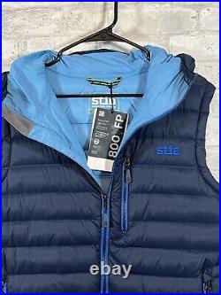 Stio Hometown Down Blue Hooded Packable Puffer Vest Full Zip 800 Fill Men Small