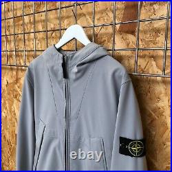 Stone Island Soft-Shell R hooded jacket L LARGE grey Shadow ghost marina