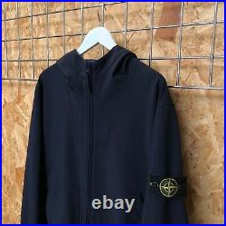 Stone Island Soft Shell-R hooded jacket XXL 2XL (XL) Navy, fleece lined