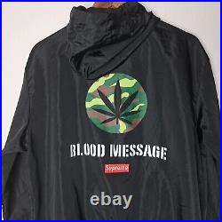 Supreme Jacket Mens 2XL XXL Windbreaker Full Zip Blood Message Weed Leaf USA