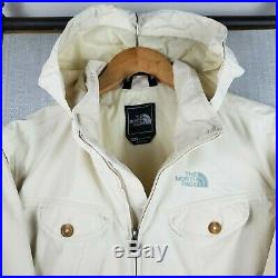 THE NORTH FACE K Jacket Size XL Womens HyVent Ivory Hooded Waterproof Coat EUC