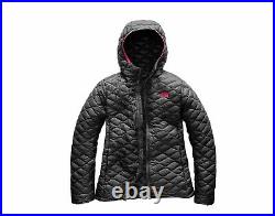 THE NORTH FACE THERMOBALL HOODED JACKET size L $220 ASPHALT GRAY PINK