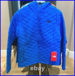 THE NORTH FACE THERMOBALL HOODED JACKET size L $220 BOMBER BLUE MATTE