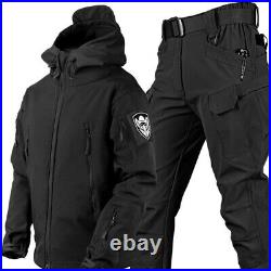 Tactical Military Shell Jacket Set Men Winter Warm Windproof Fleece Coats Suit