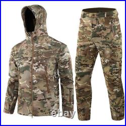 Tactical soft shell fleece jacket Men's outdoor waterproof camouflage suit