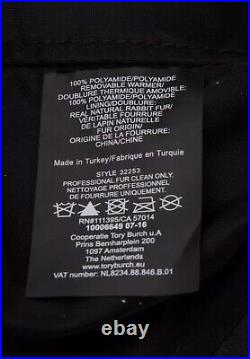 Tory Burch Sargent Pepper Jacket Removable Rabbit-Fur Lining/Vest Black Size XS