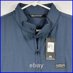 Travis Mathew Seaboard Puffer Jacket Mens Medium Full Zip Mood Indigo Blue NWT