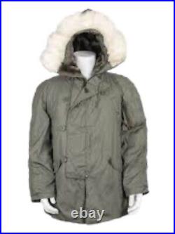 USAF N-3B Extreme Cold Weather Parka Coat Jacket Fur Lined Hood Men's Size Med
