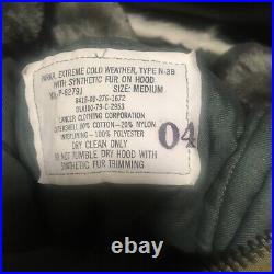 USAF N-3B Extreme Cold Weather Parka Coat Jacket Fur Lined Hood Men's Size Med