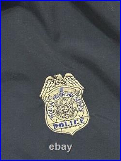 VINTAGE Police Jacket Adult Size 44R Black Patches Uniform Top Mens Rare